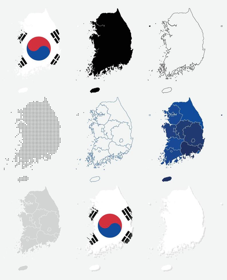 Collection of South Korea Map Asian Country vector