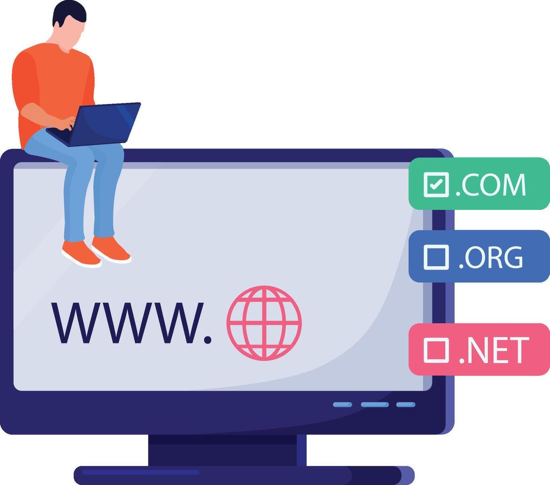 Businessman finding business domain Illustration vector