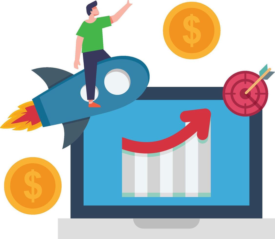 Businessman boosting business project Illustration vector