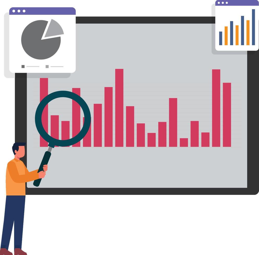 Business people doing data analysis Illustration vector