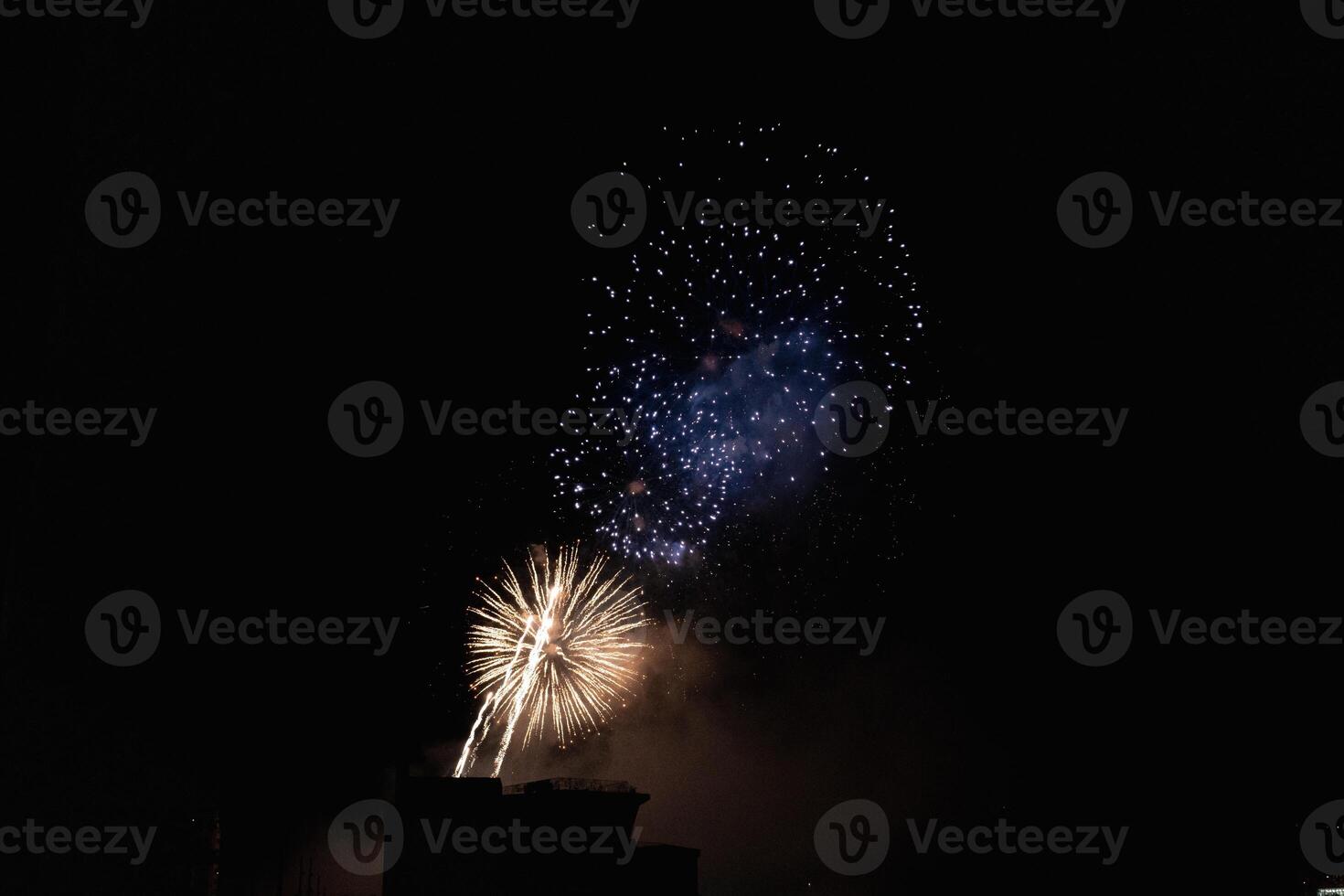 Festive Fireworks with Bright Color Bursts photo