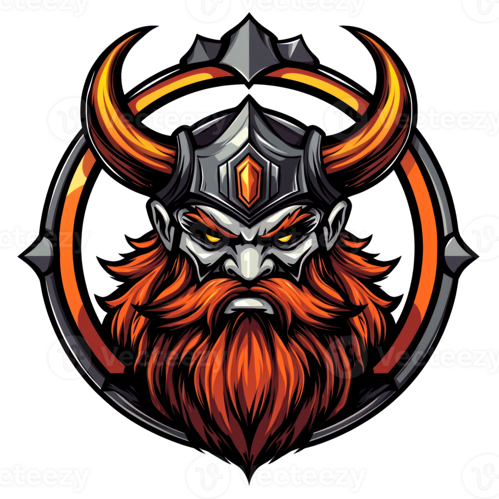 The viking mascot head with horns and a long beard png