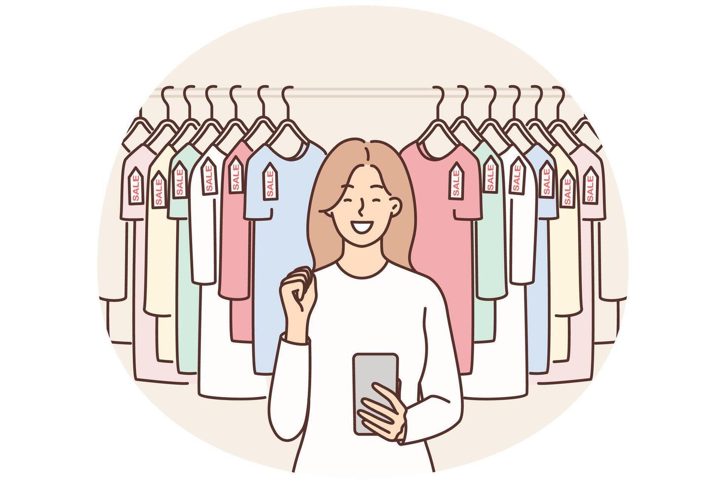 Woman shopping in fashion store vector