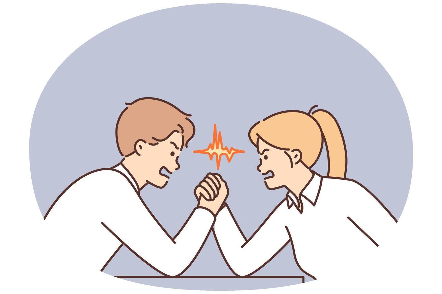 Two opponents arm wrestling vector