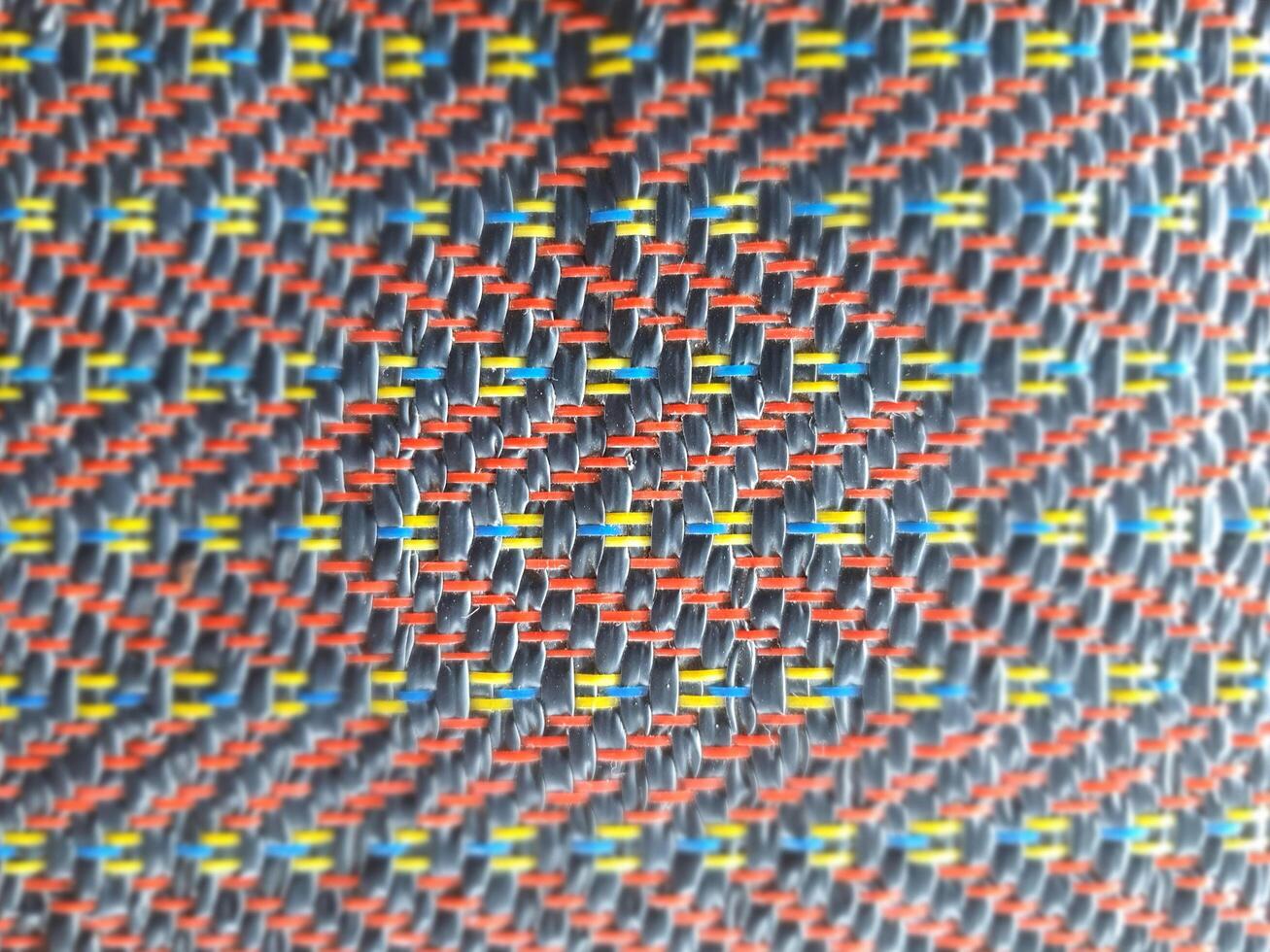 A close up of a fabric with colorful squares photo