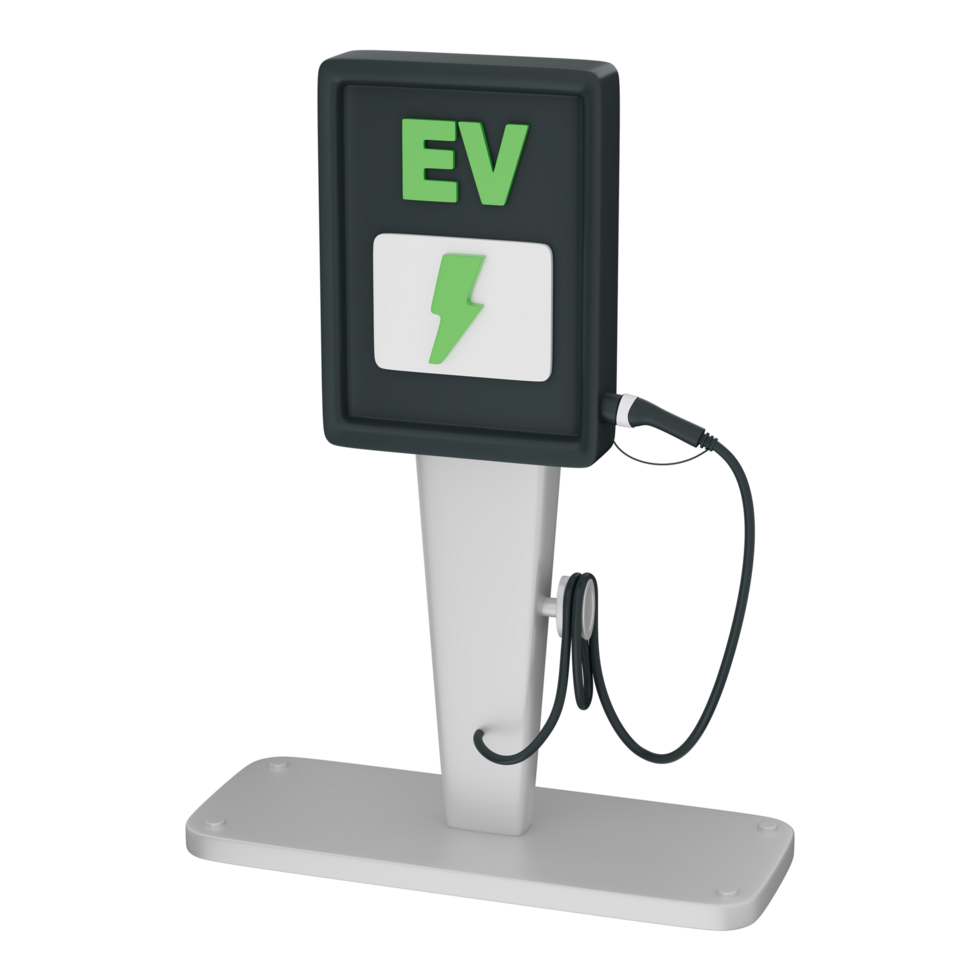 EV Charger Station Plug Cable Electric Vehicle Power Green Energy Technology png