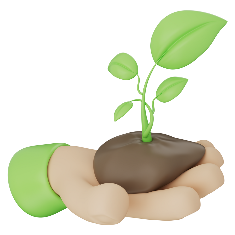 Green plant seedling growing in hand with fresh soil natural nurture care symbolizing hope future growth eco environment protect sustain life earth organic garden tree leaf bloom healthy clean world png