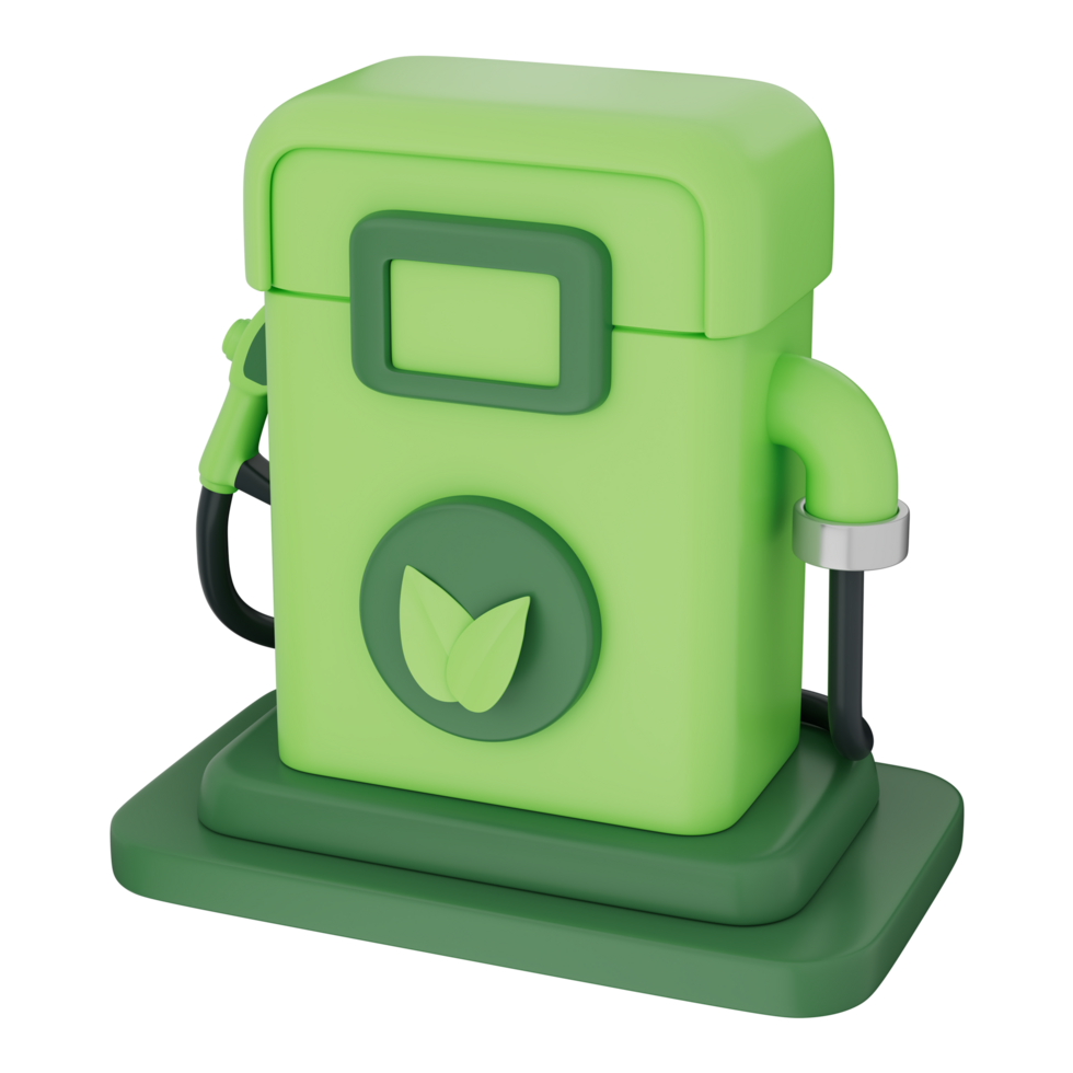 Eco fuel pump with green leaf symbol representing clean energy and alternative power concept png