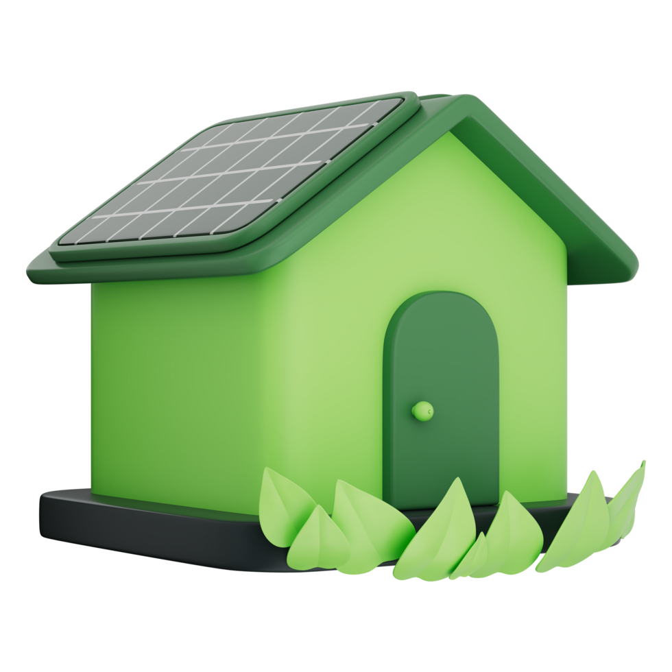 Solar panel on eco house roof with green energy, clean power, smart system, zero emission, sunlight, renewable source, sustainable living, digital tech, innovation, and modern future home concept png
