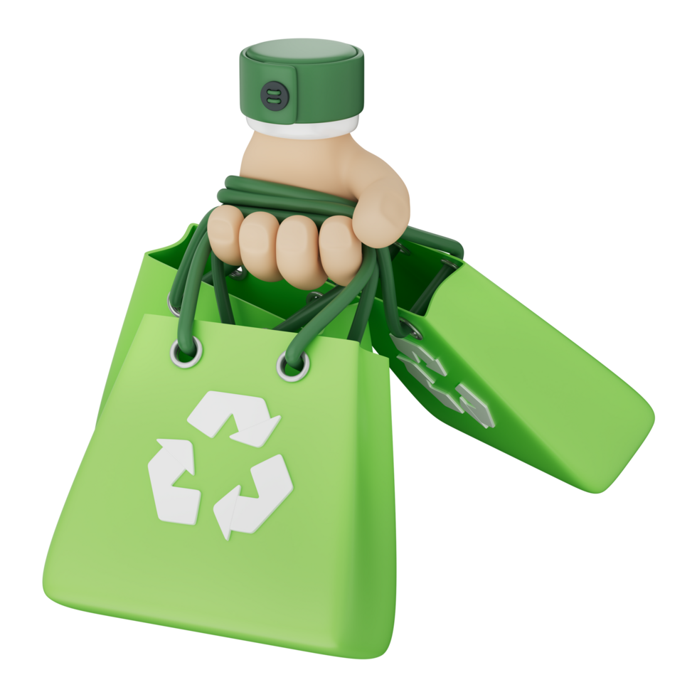 Eco friendly green reusable shopping bag held by hand symbolizing sustainable environment protect earth save nature reduce waste recycle future clean planet simple modern icon png