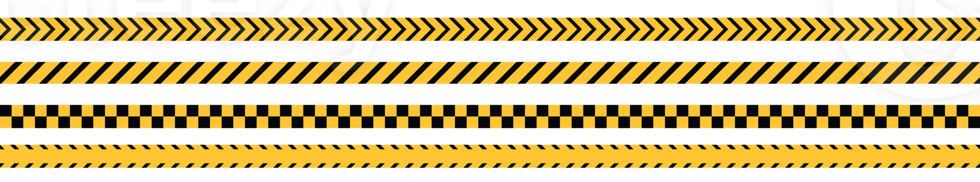 Yellow and black warning tape for safety in dangerous area, road, construction zone, transparent background png