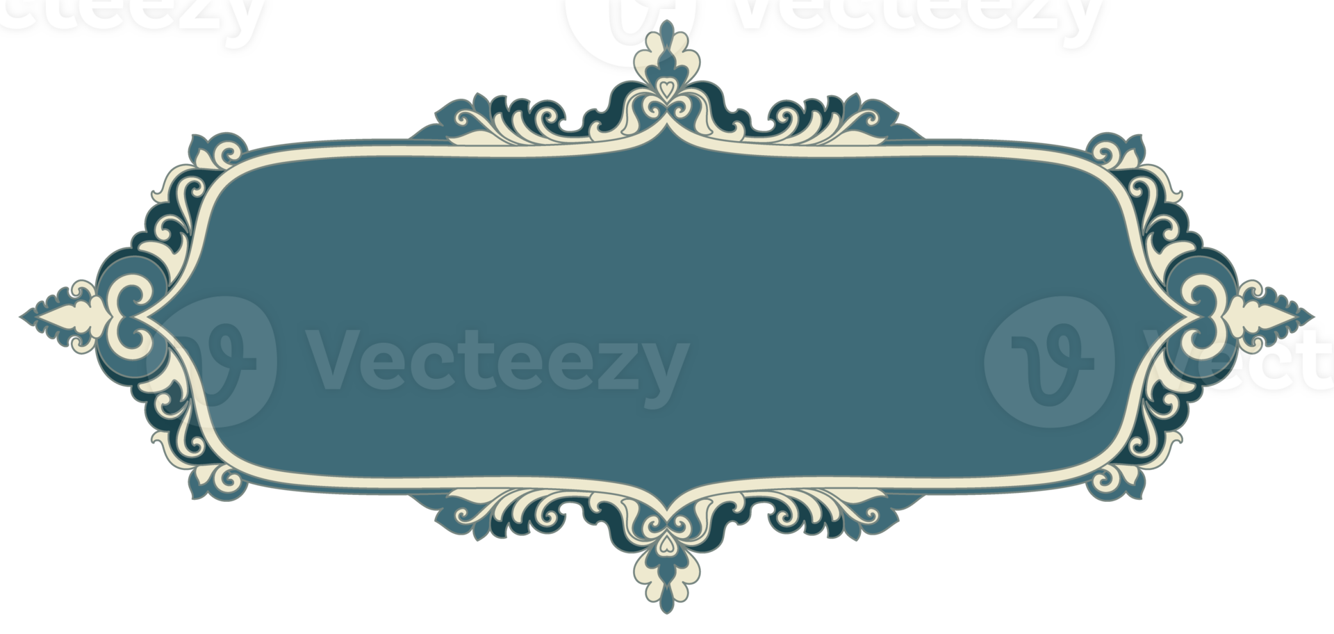 Green vintage photo frame, Thai text box, transparent background png