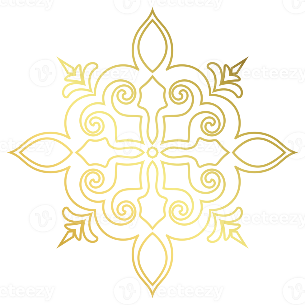Golden vintage mandala graphic elements for card decoration transparent background png