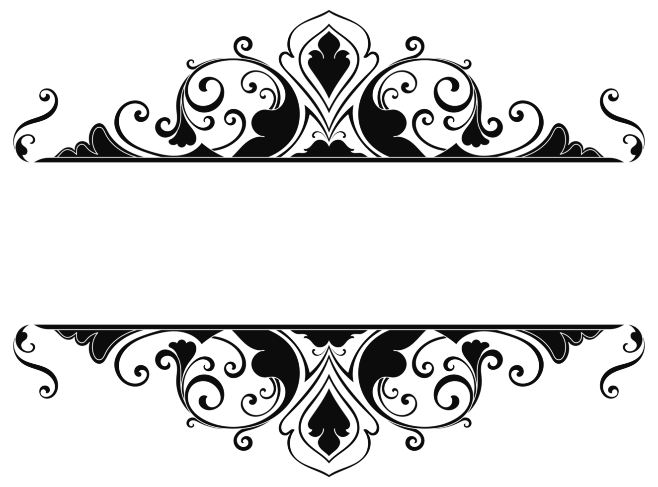 Vintage photo frame, floral pattern, scroll lines, transparent background png