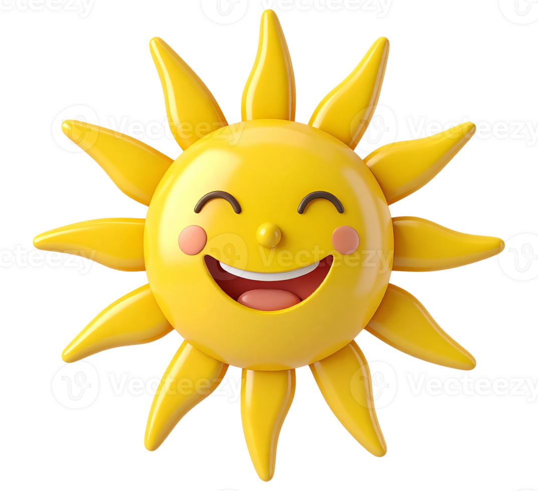 Smiling sunshine character isolated on transparent background png