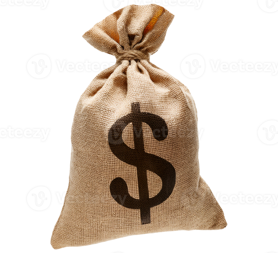 Canvas sack full of money with dollar symbol png