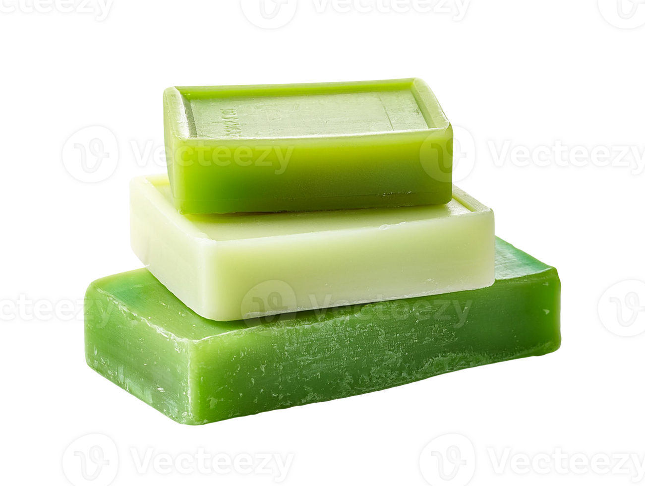Three green soap bars stacked on top of each other png