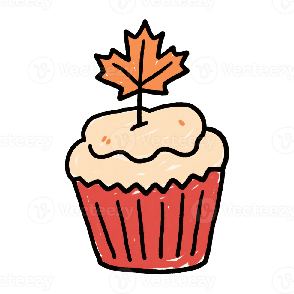 A cupcake with a maple leaf on top png