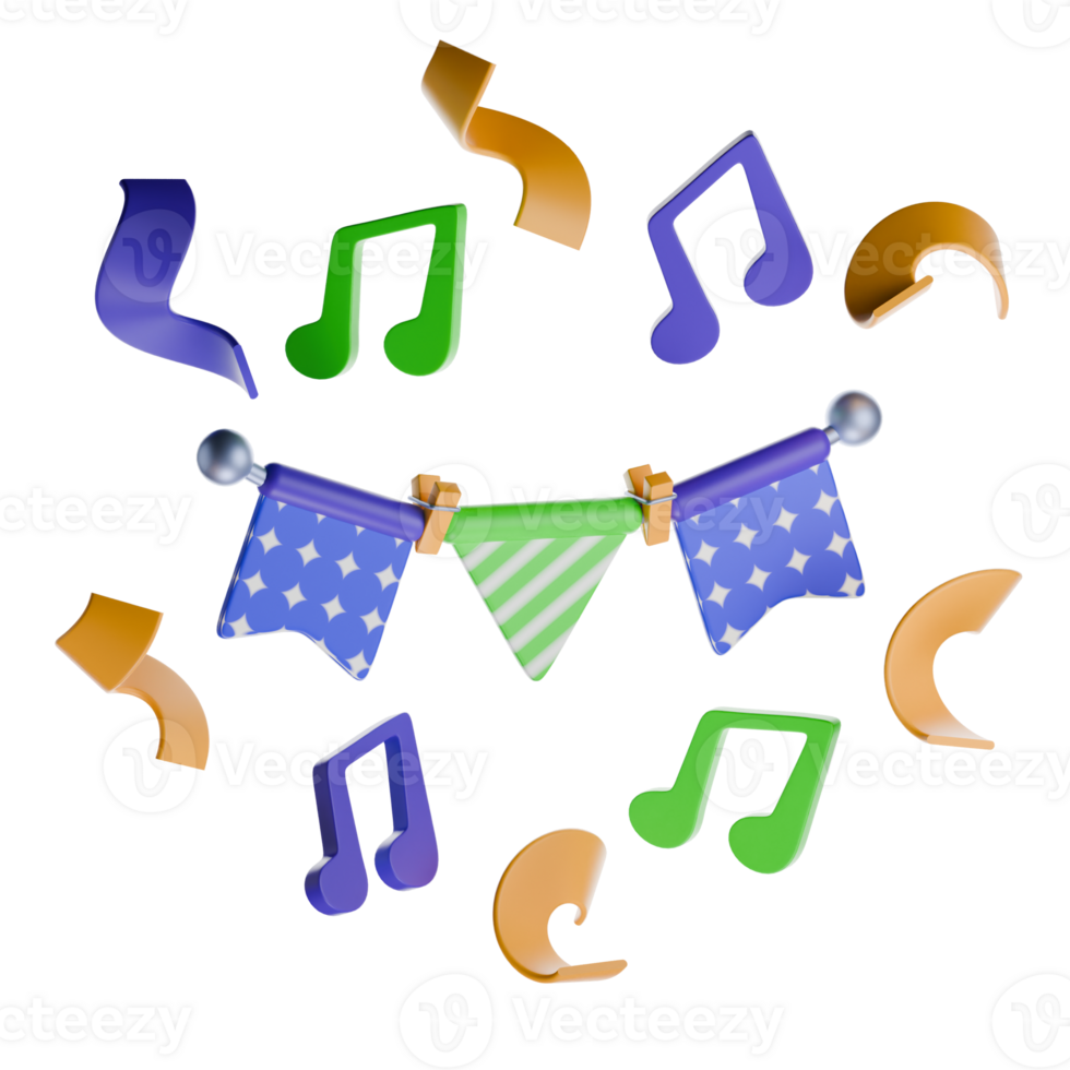 Party Colored Pennants 3D Illustration png