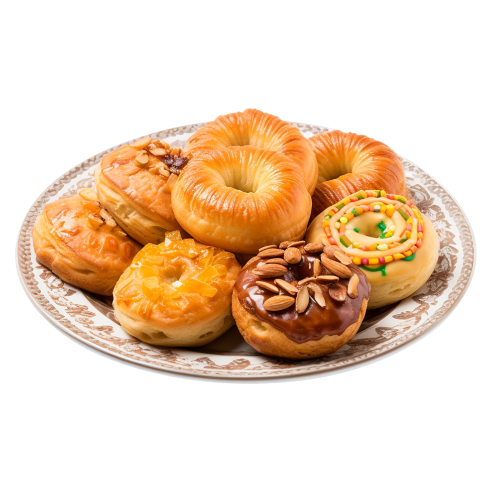 Homemade uzbek sweet pastries arranged beautifully on transparent background for recipe cards png