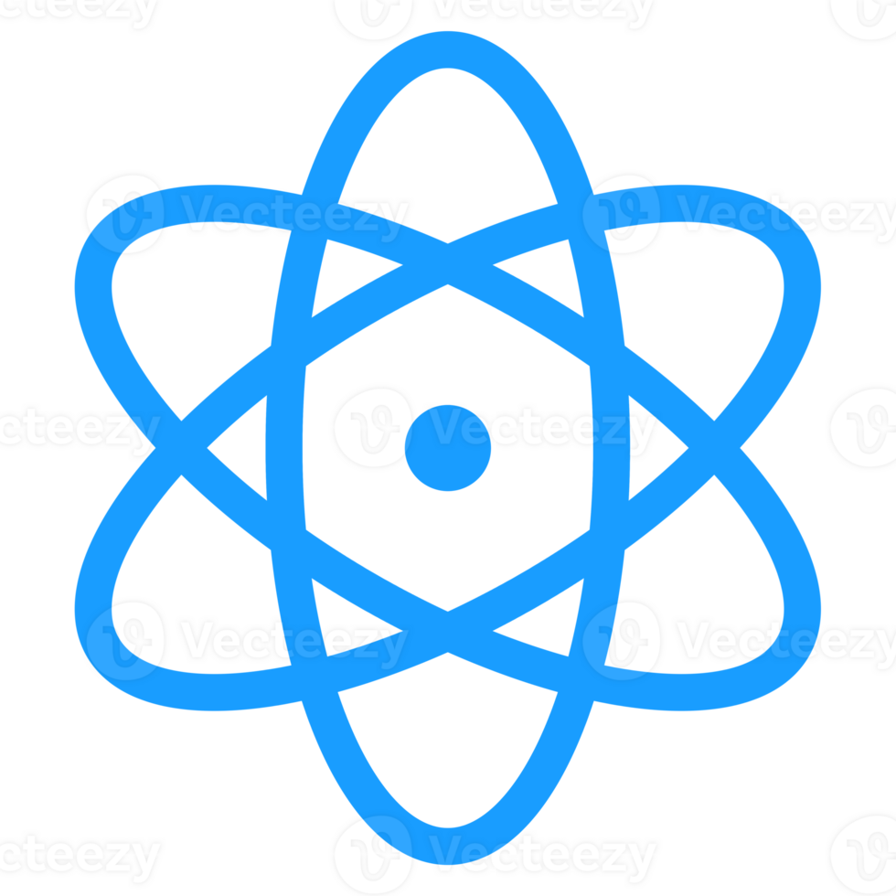 Atom icon with simple and modern design.Molecule symbol isolated on transparent background png