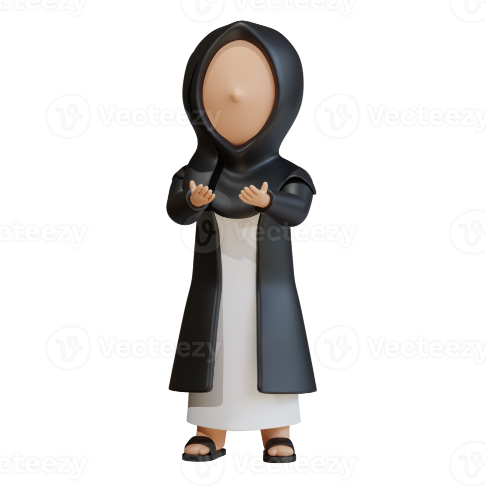 Muslim Woman 3D Character Explaining Gesture png
