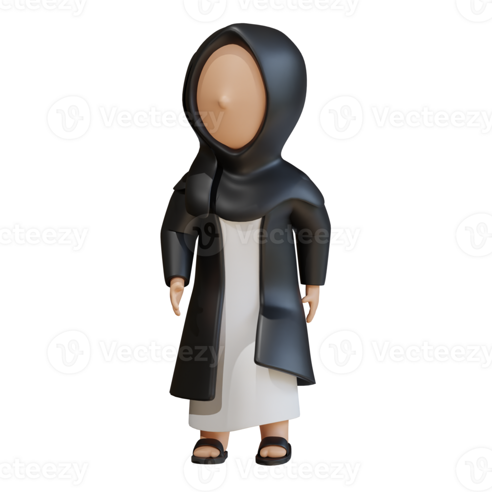 Muslim Woman 3D Character Gentle Look Right png