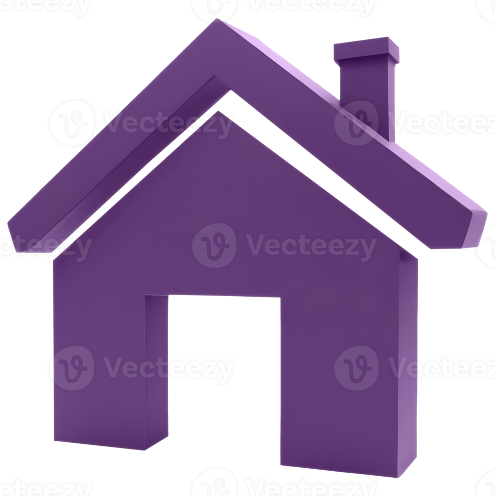 A purple house icon with a simple, geometric design. png