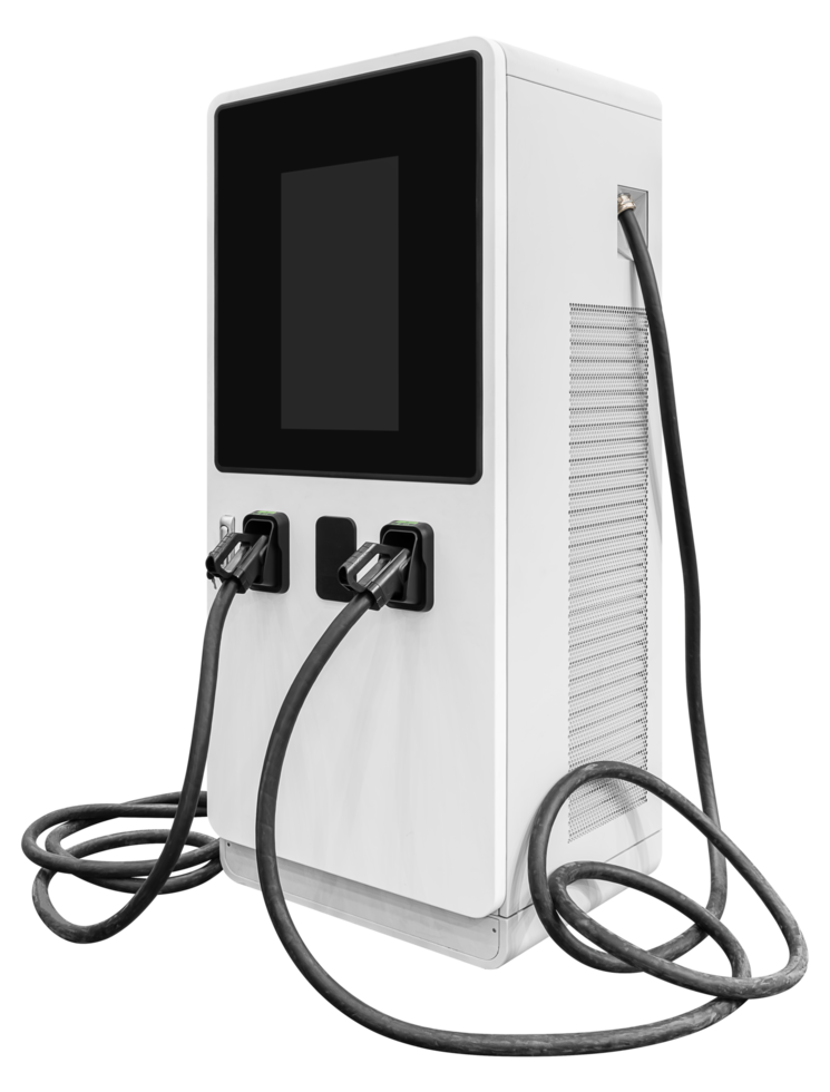 White electric vehicle station charger png