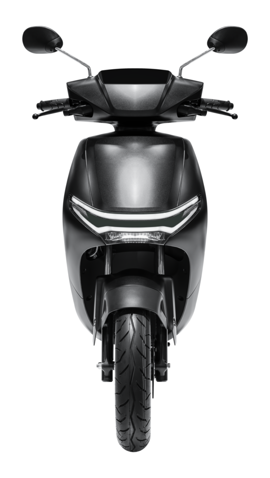 Front view black electric motorcycle png