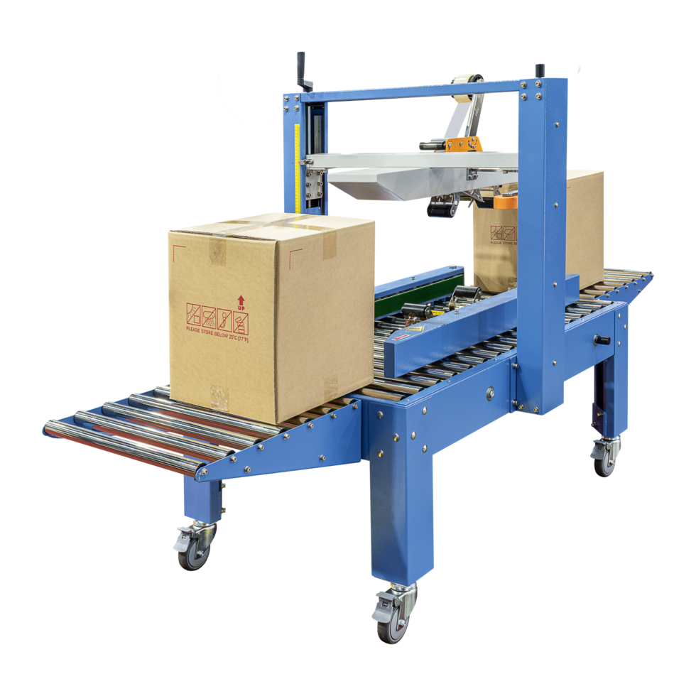 Blue mock up conveyor crate forming machine png