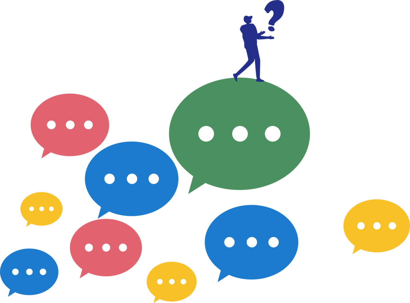 People with bubble speech Asking business questions png