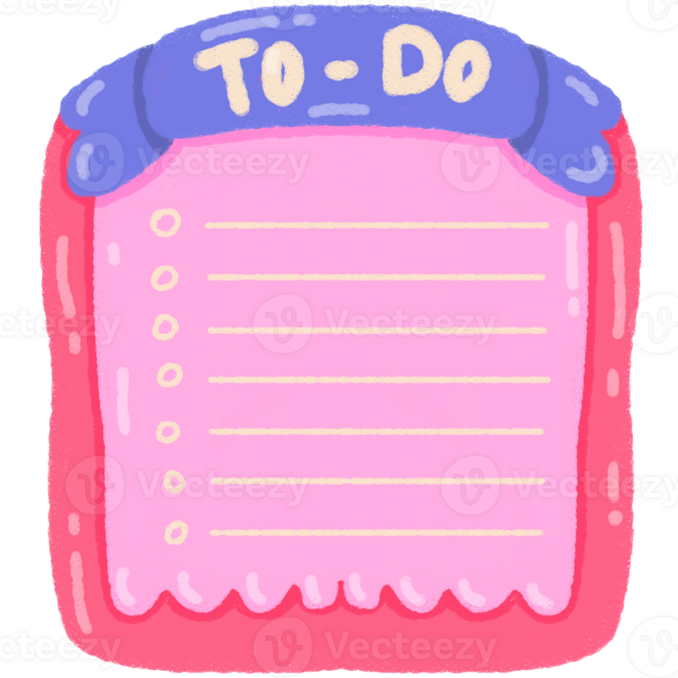 Cute ToDo List Template Pink Pastel Kawaii Notepad Clipart png