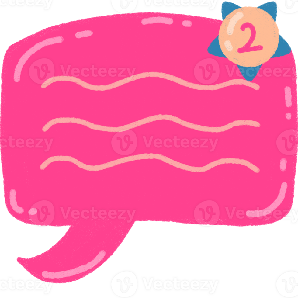 Cute Message Bubble with Notification Pink Doodle UI Element png