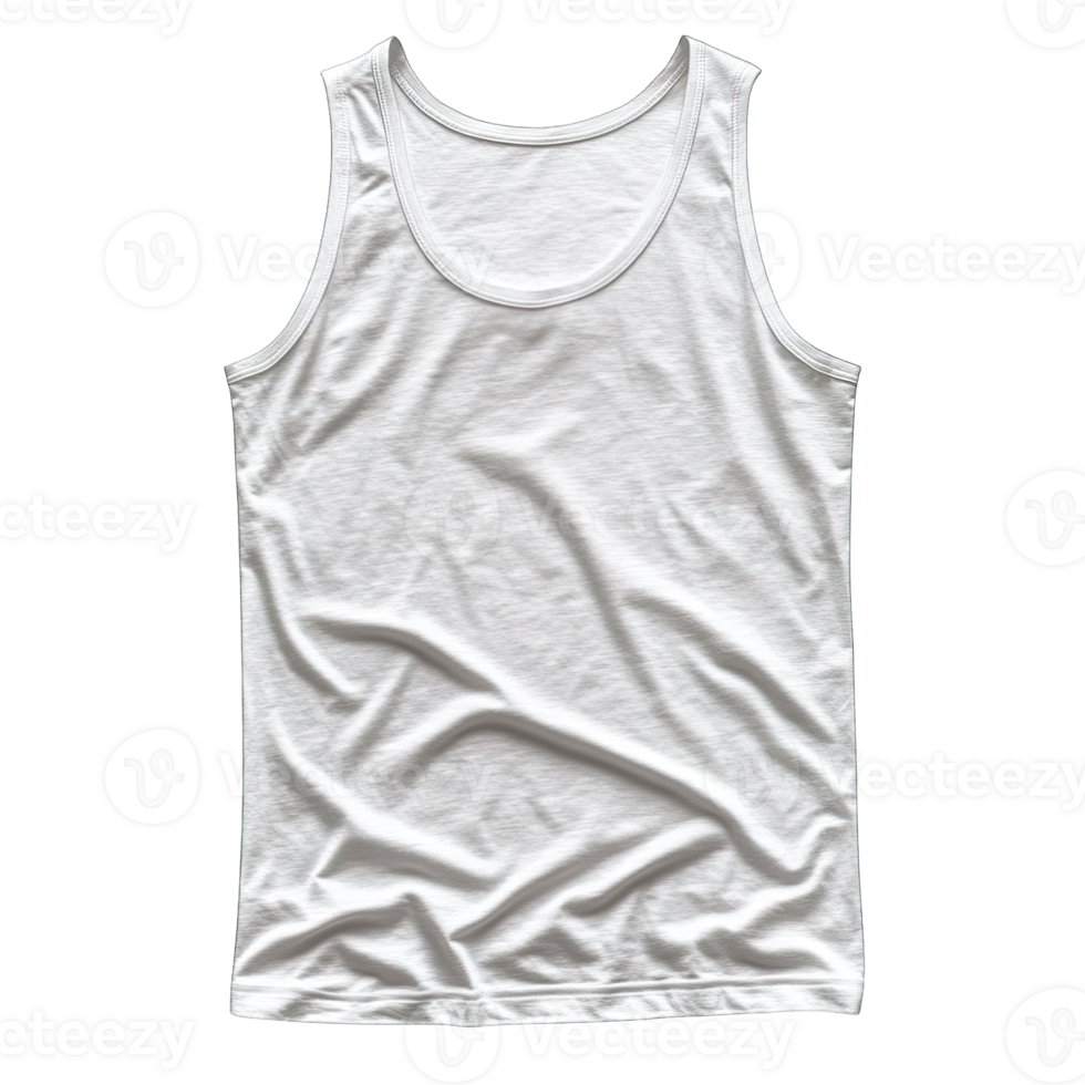 Plain white men's tank top isolated on transparent background, png
