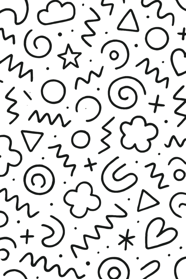 Seamless Hand Drawn Pattern of Various Shape Doodle png
