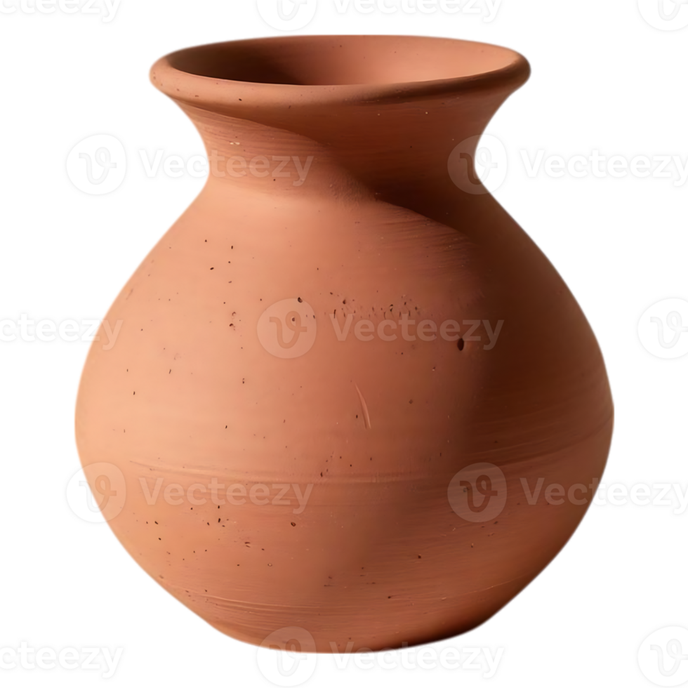 Terracotta Vase with Incised Texture and Subtle Imperfections. png