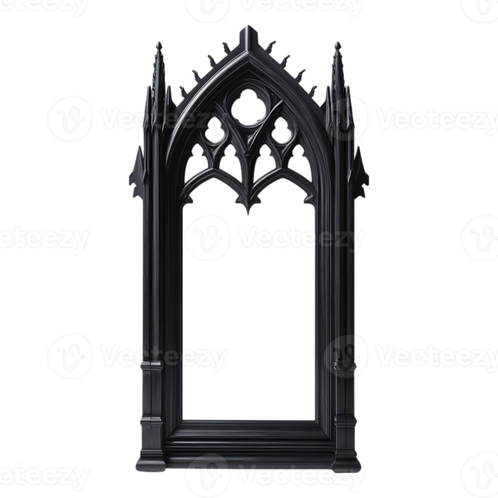 Dark Gothic Architectural Window Frame Design. png