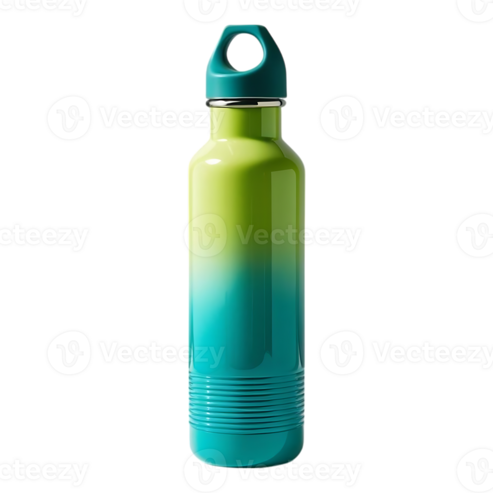 Teal and Lime Green Gradient Water Bottle with Carry Handle. png