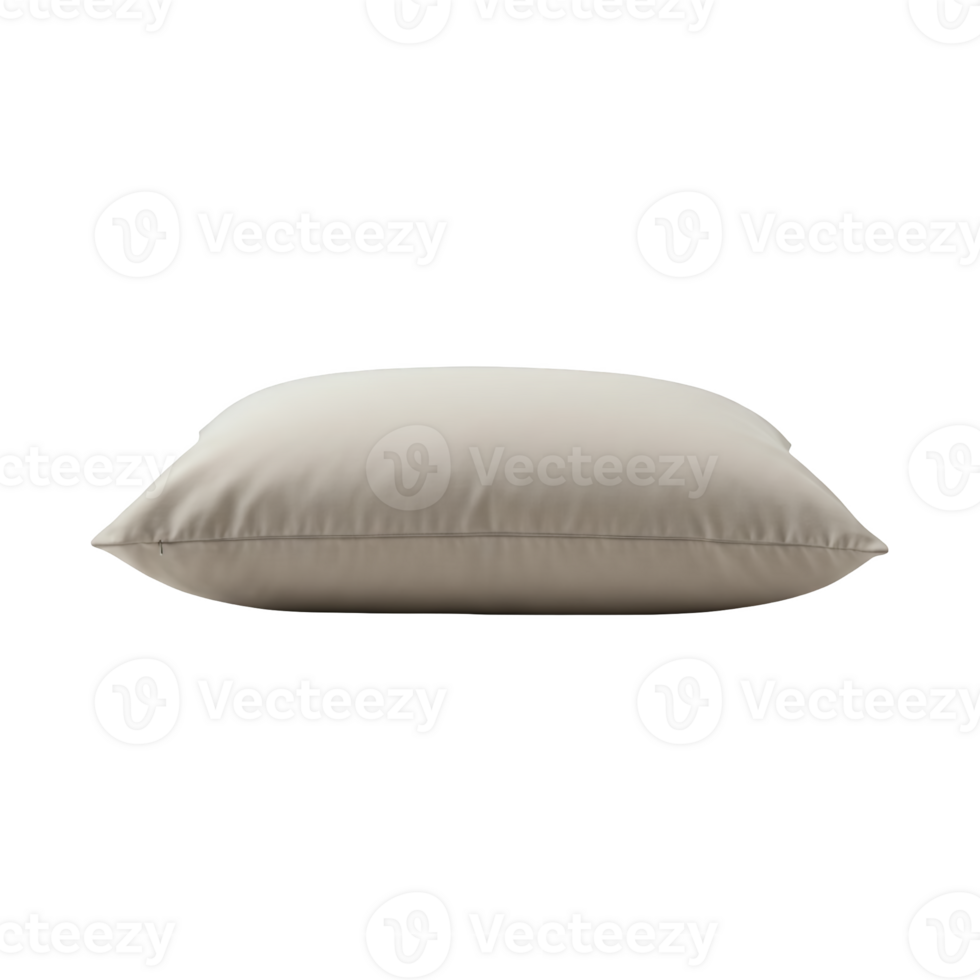 A soft beige pillow with a subtle seam detail isolated on transparent background png