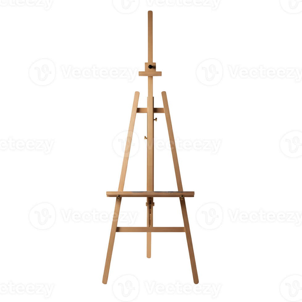 A wooden artist s easel with adjustable height for painting and drawing isolated on transparent background png