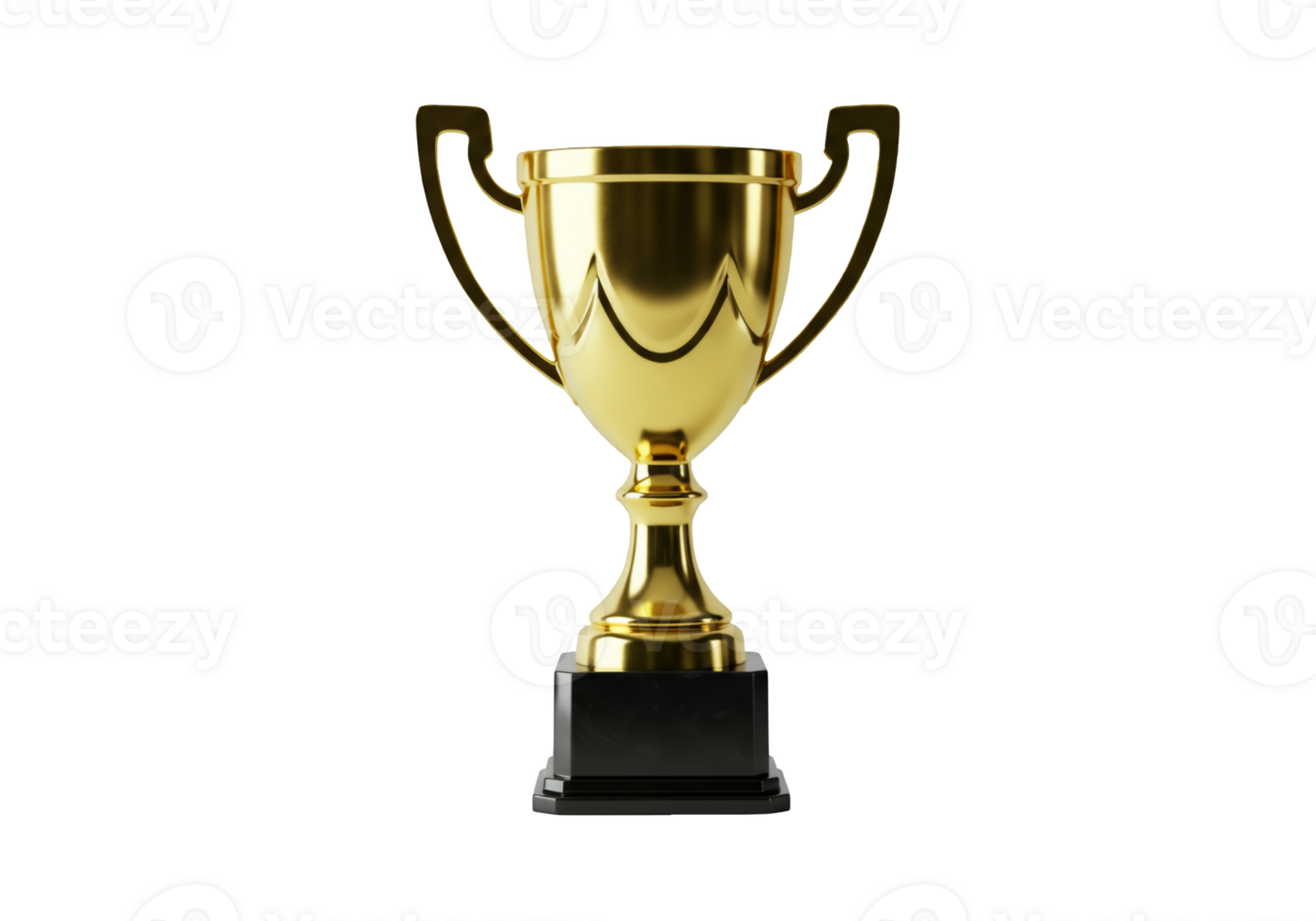 Shiny gold trophy with black base isolated on transparent background png