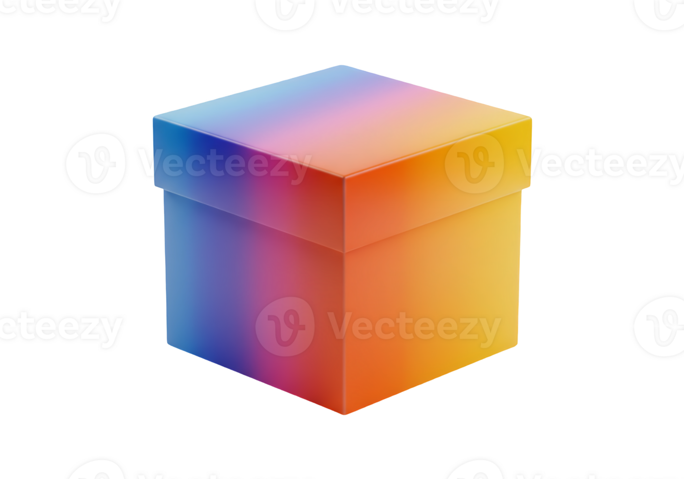3d isometric gradient box with smooth edges isolated on transparent background png