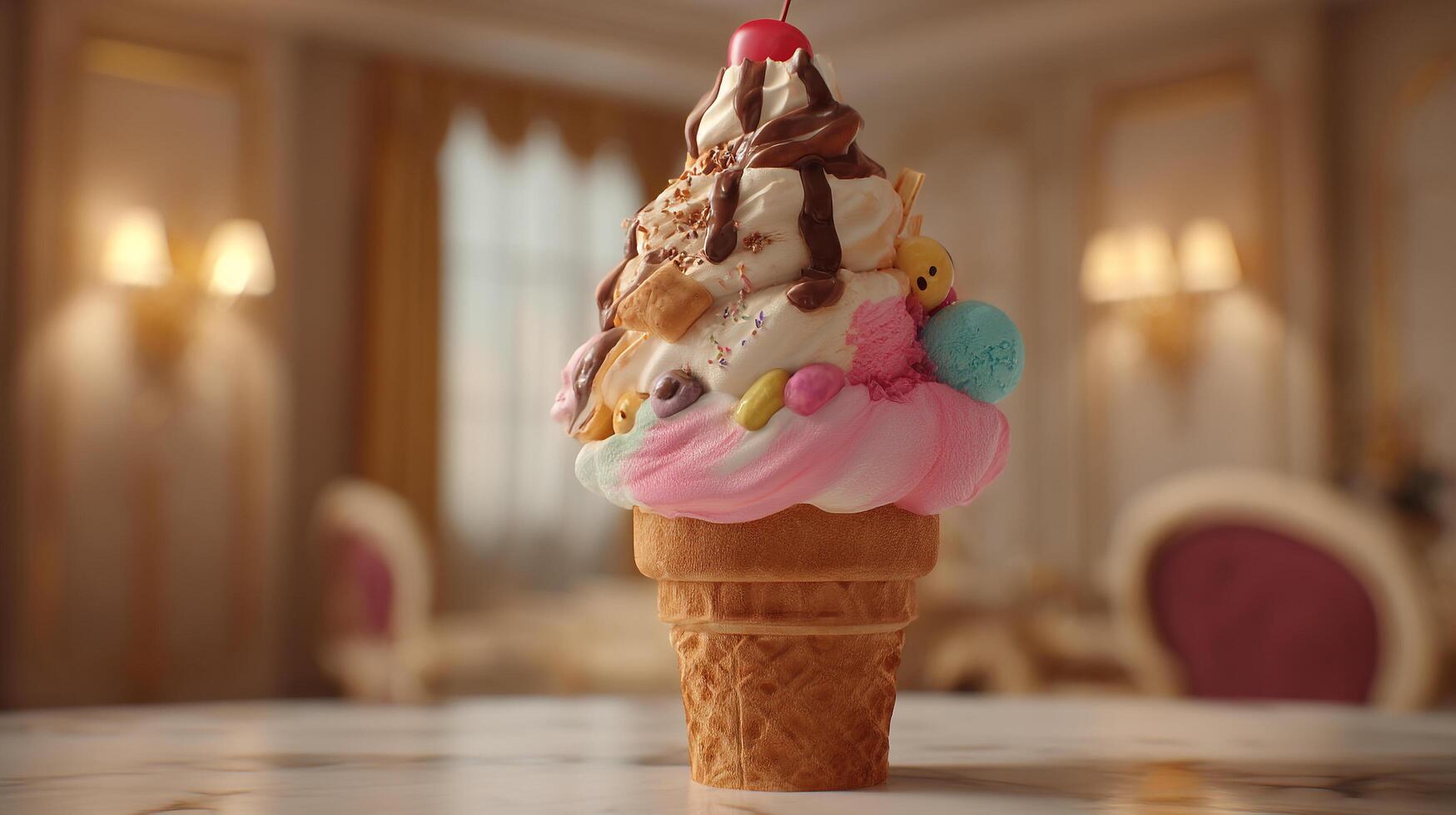 Soft light frozen dessert ice cream photo with creamy surface