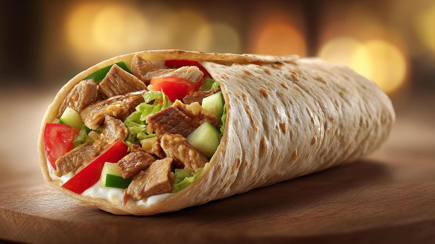 High quality image of shawarma roll food wrap photo
