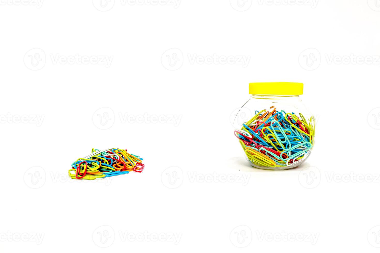 Vibrant Array of Colored Paper Clips photo