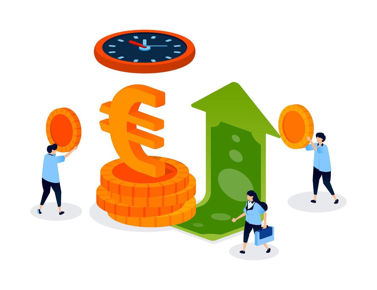 Business growth with time and money vector