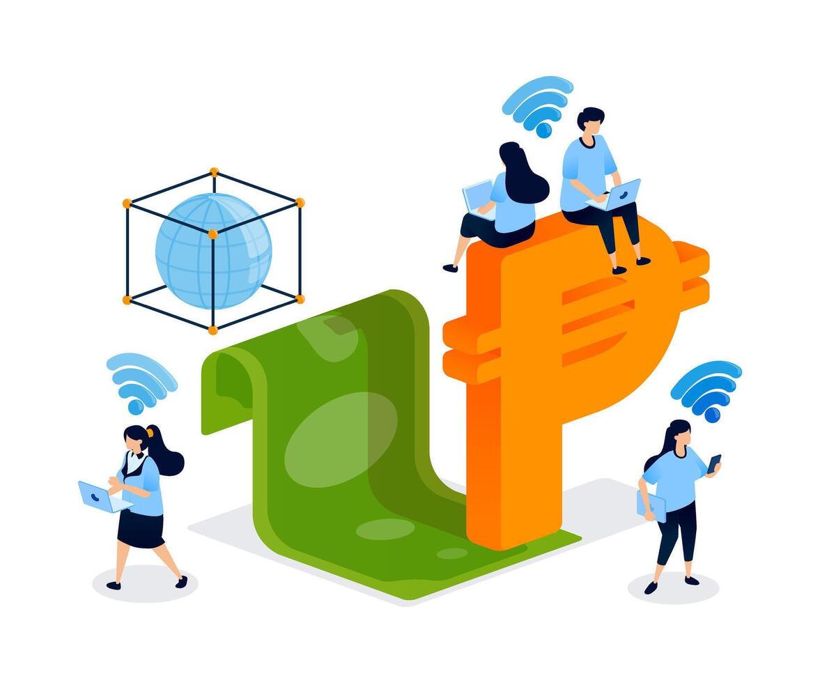 Digital currency and connectivity illustration vector