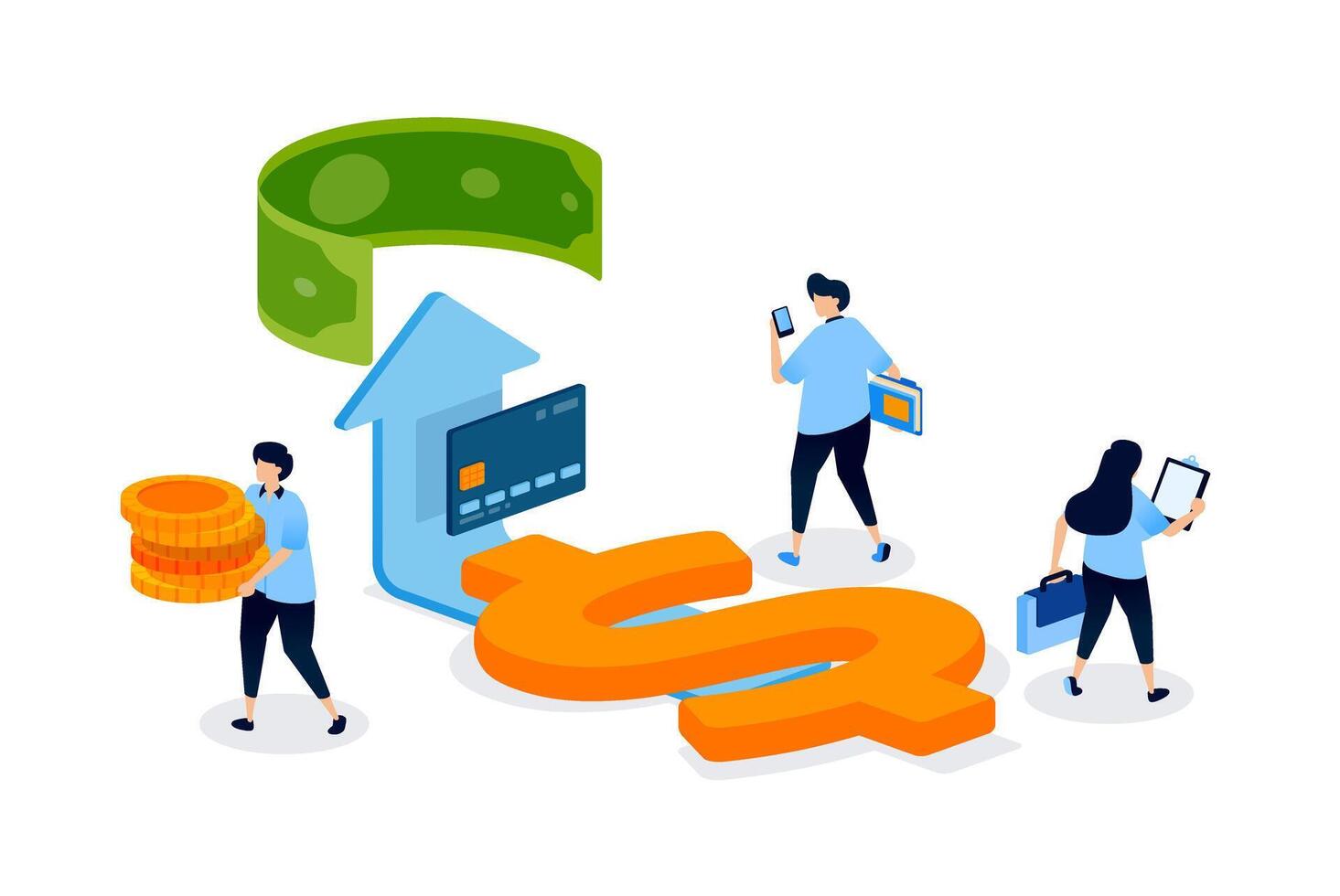 People managing finances and investments vector