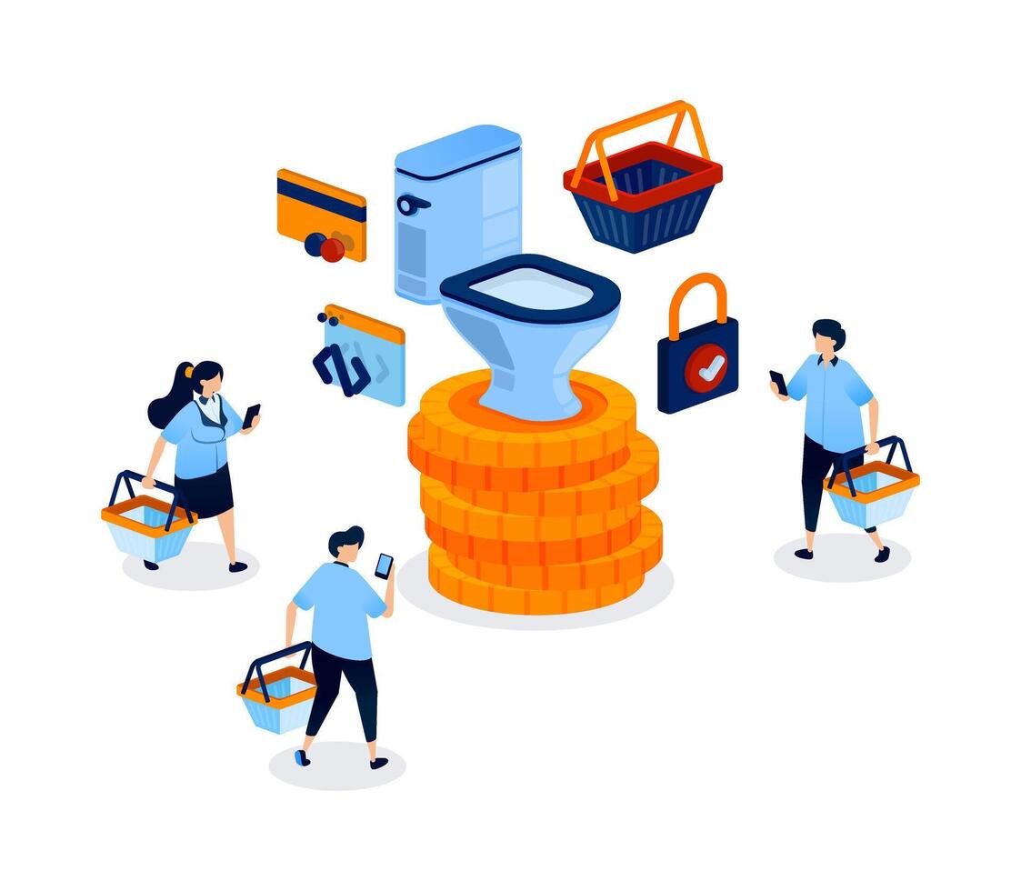 Shopping illustration with payment icons vector